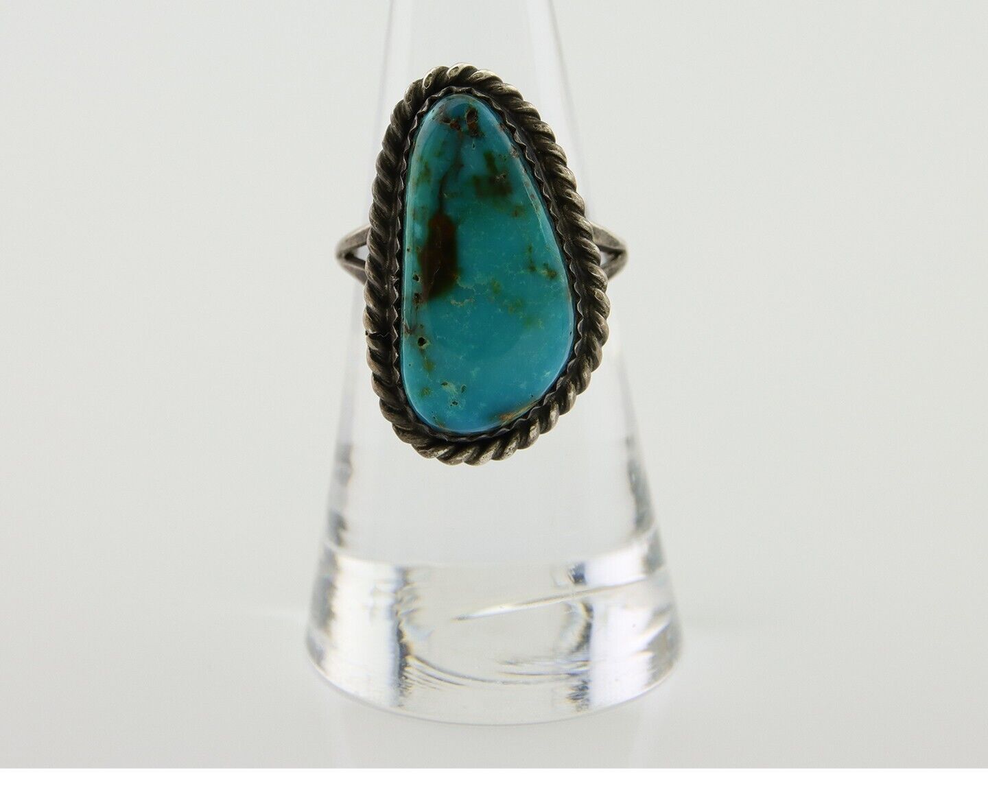 Navajo Ring 925 Silver Blue Turquoise Native American Artist C.80's
