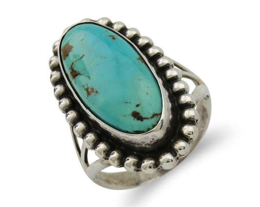 Navajo Shield Ring 925 Silver Arizona Turquoise Native Artist C.80's
