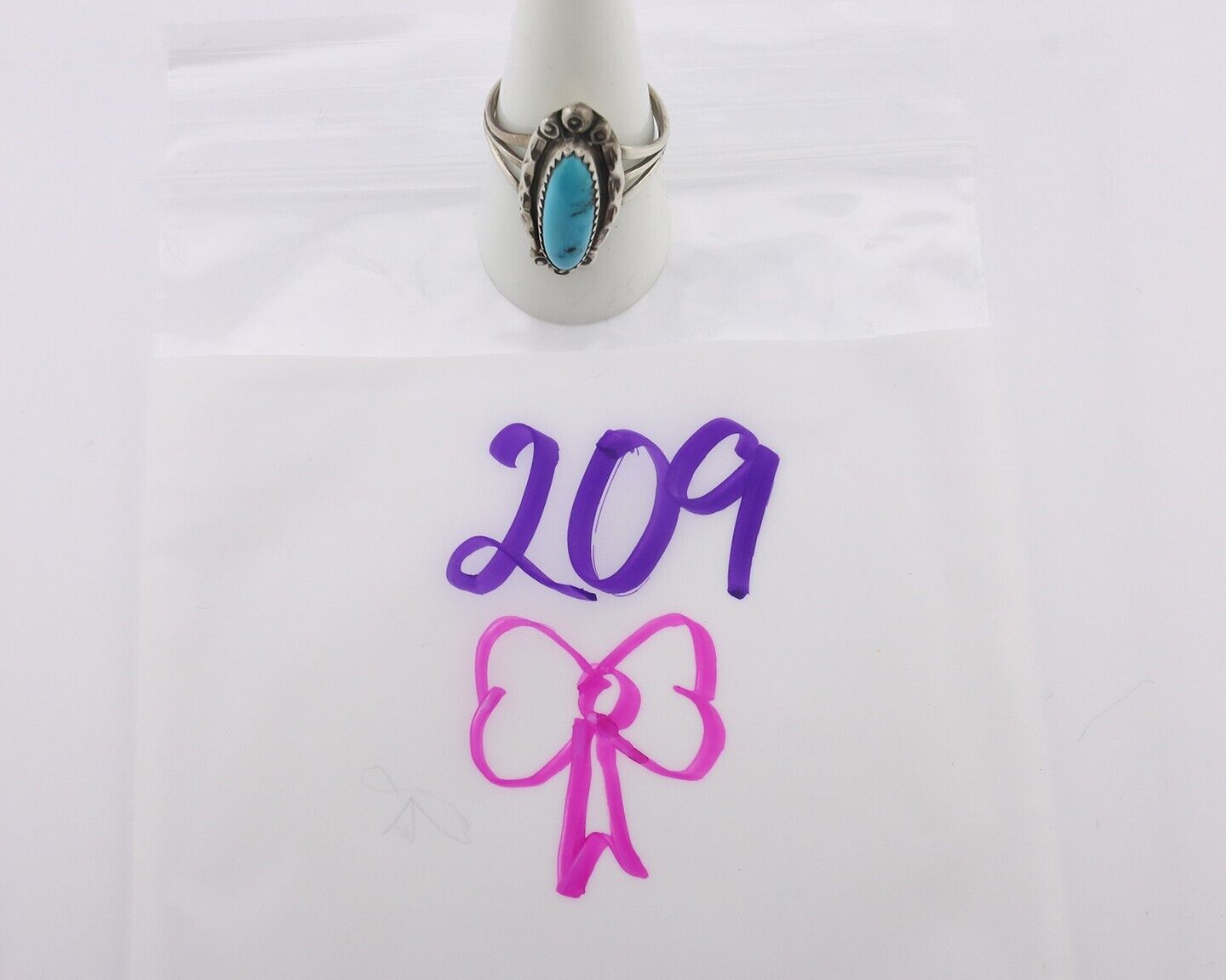 Navajo Ring .925 Silver Sleeping Beauty Turquoise Signed SkyStone Creations C80s