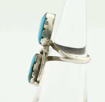 Navajo Ring 925 Silver Blue Turquoise Artist Signed K C.80's