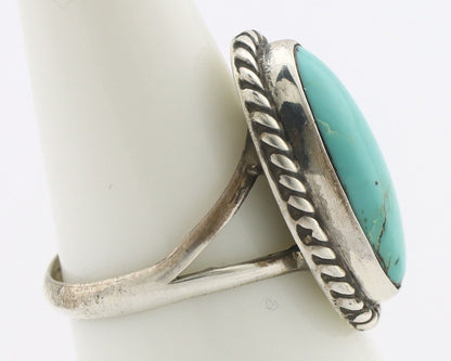 Navajo Ring 925 Silver Natural Kingman Turquoise Signed M Montoya C.80's