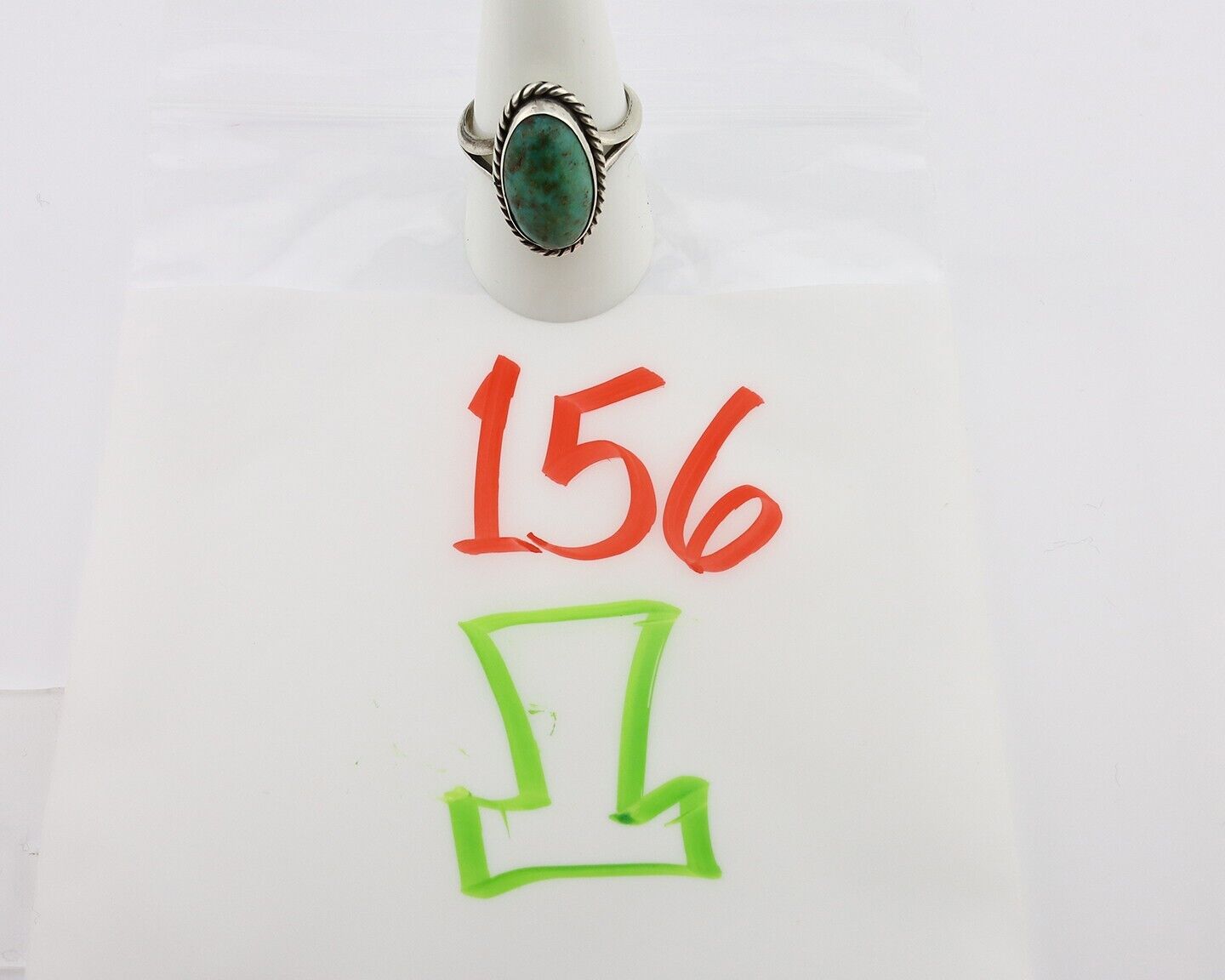Navajo Ring 925 Silver Kingman Turquoise Native American Artist C.80's