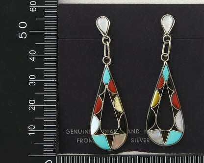 Navajo Earrings 925 Silver Natural Gemstone Native American Artist C80s