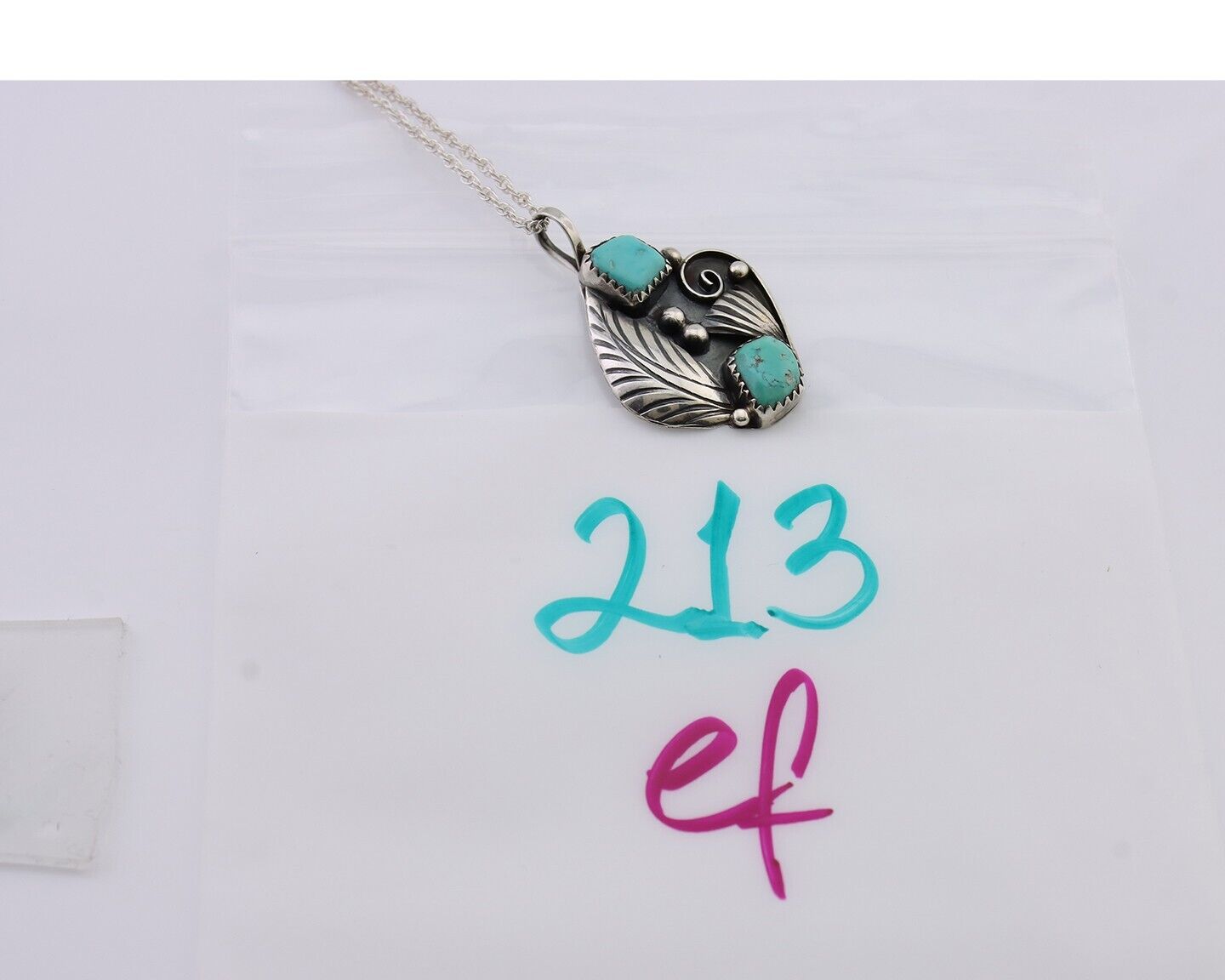 Navajo Turquoise Handmade Necklace 925 Silver Artist Signed PM C.80s