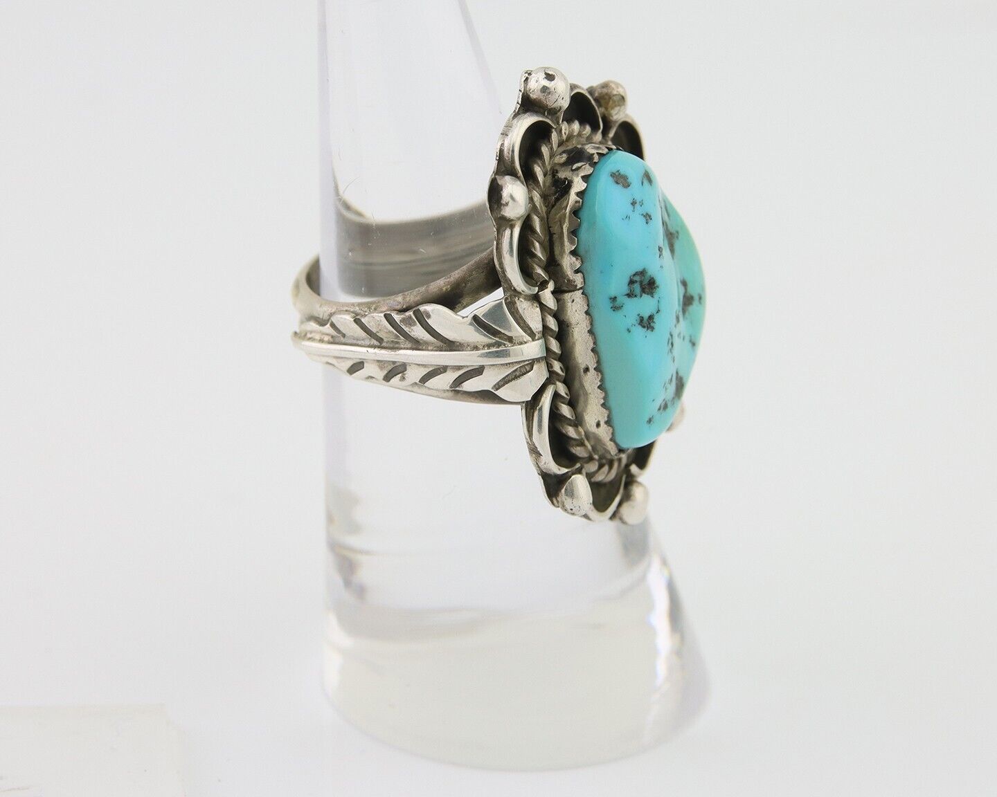 Navajo Ring 925 Silver Natural Blue Turquoise Native American Artist C.80's