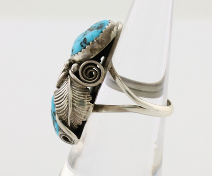 Navajo Ring 925 Silver Sleeping Beauty Turquoise Signed GR C.80's