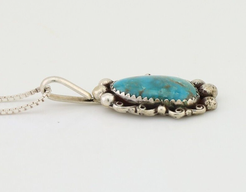 Navajo Necklace Pendant 925 Silver Turquoise Signed Billy Eagle C.80's
