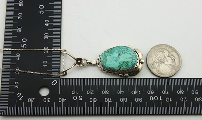 Navajo Necklace 925 Silver Natural Turquoise Artist Signed Jennifer Begay C.80's