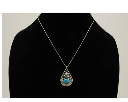 Navajo Necklace 925 Silver Natural Turquoise Artist Signed Jason Bahe C.80's