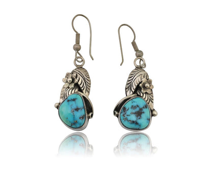 Navajo Handmade Earrings 925 Silver Natural Turquoise Native Artist C.80's