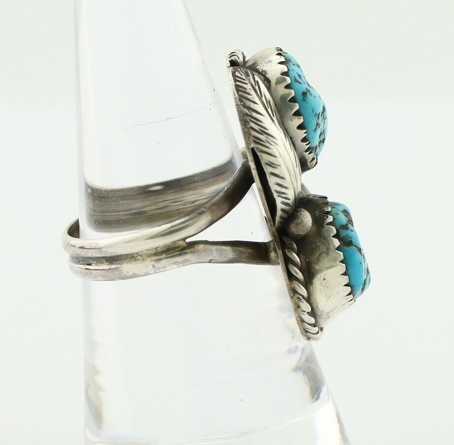 Navajo Ring 925 Silver Sleeping Beauty Nugget Turquoise Native Artist C.80's