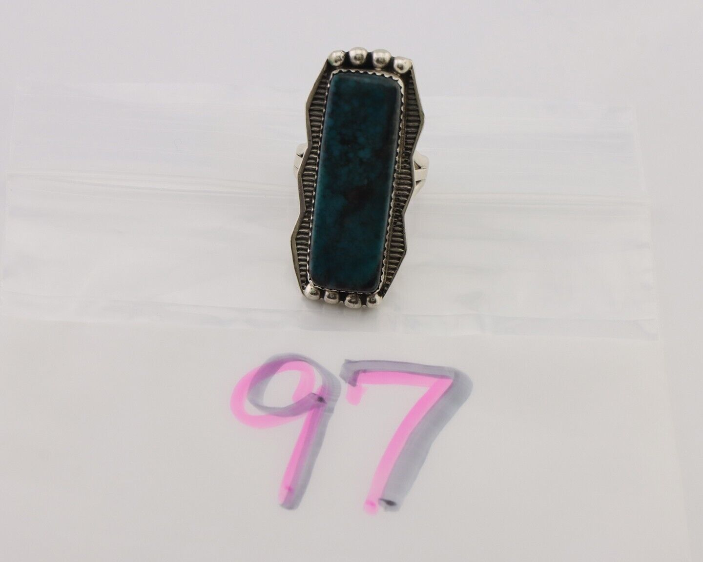 Navajo Hamdmade Ring 925 Silver Southwest Turquoise Signed D C.80's