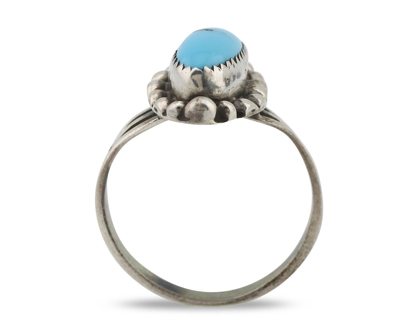 Navajo Ring .925 Silver Sleeping Beauty Turquoise Signed SkyStone Creations C80s