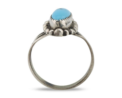 Navajo Ring .925 Silver Sleeping Beauty Turquoise Signed SkyStone Creations C80s