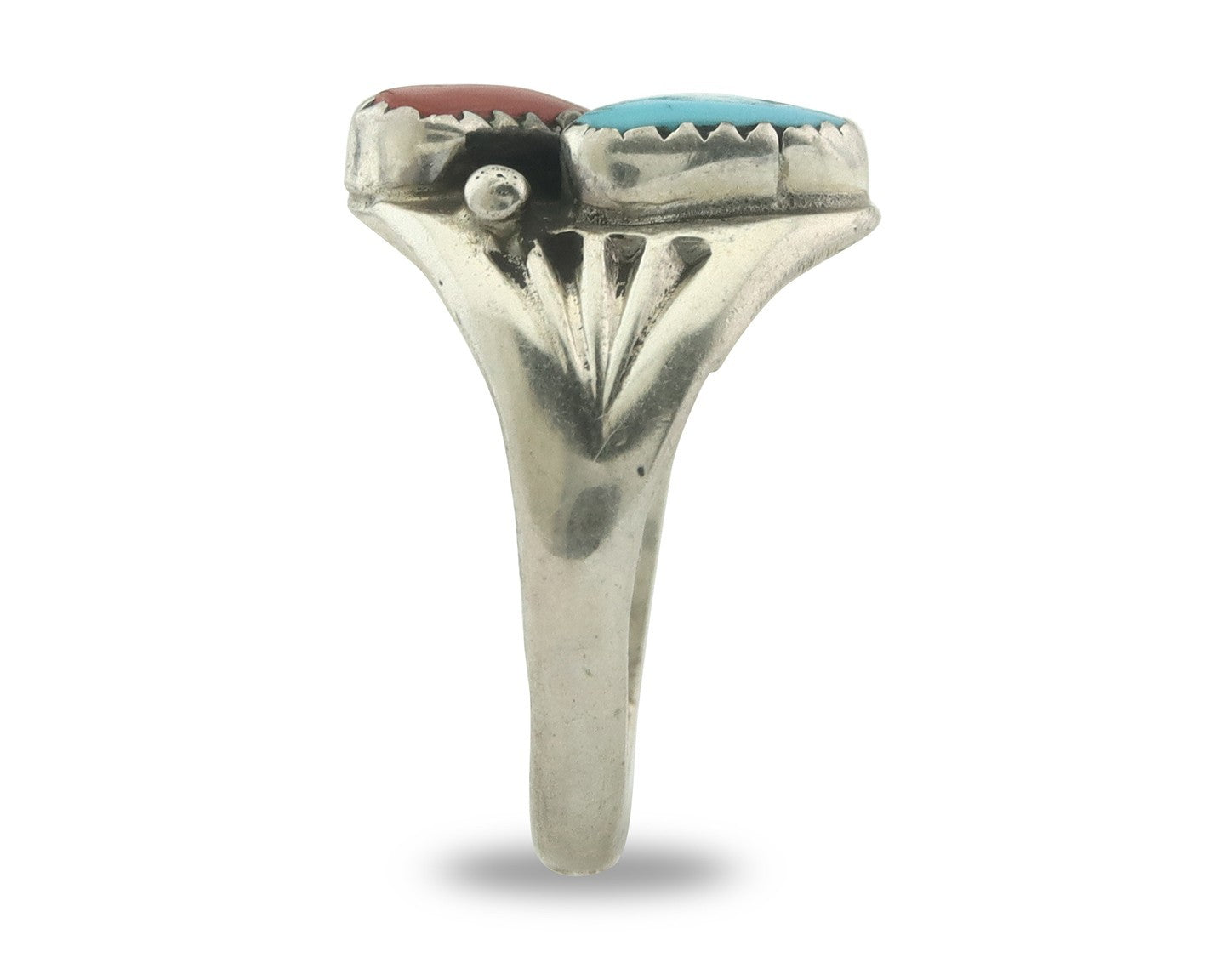 Vintage Navajo Ring 925 Sterling Silver Natural Gemstone Authentic Size 9.25