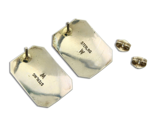 Navajo Earrings 925 Silver Turquoise Native American Artist C.80's