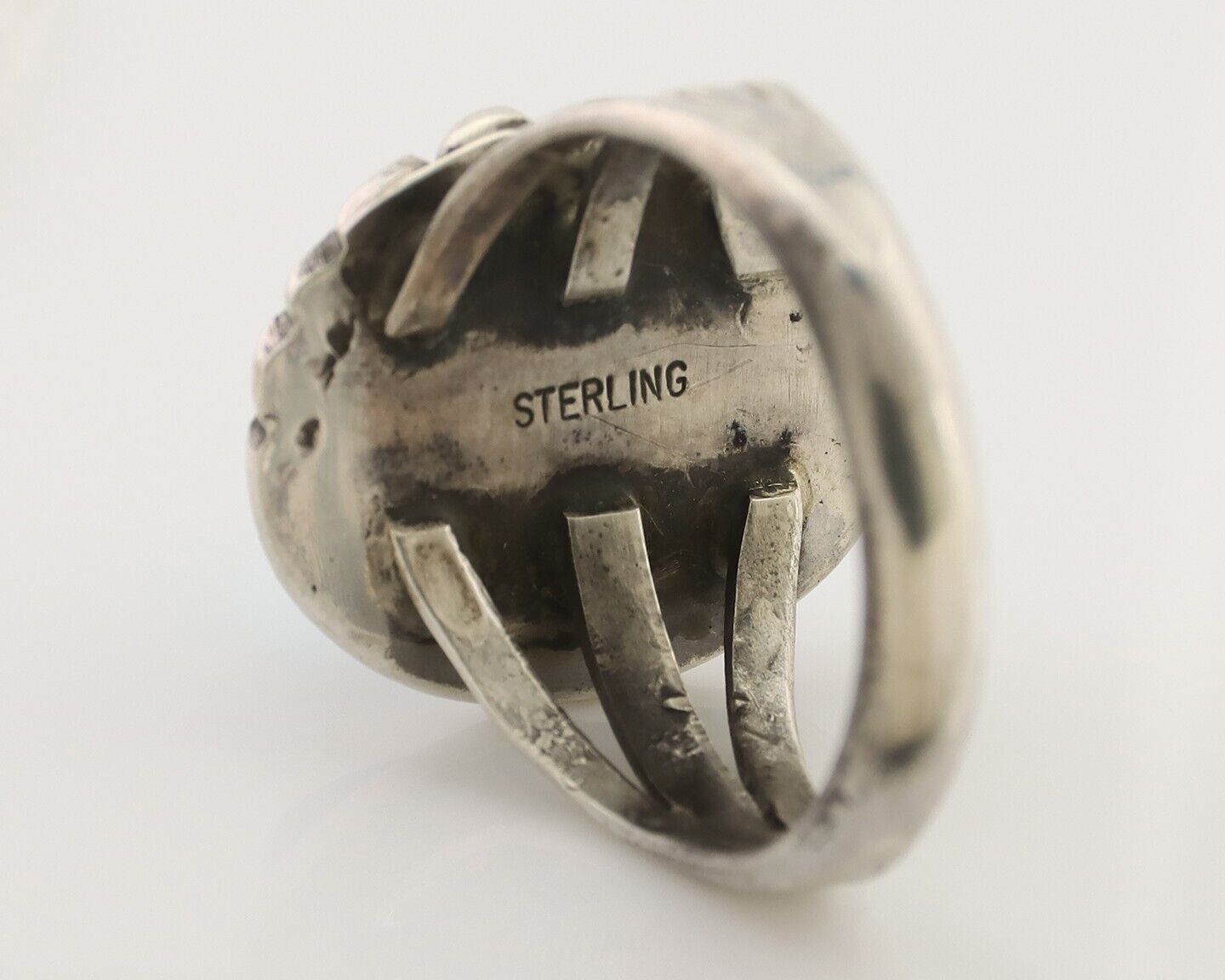 Navajo Ring 925 Silver Sleeping Beauty Turquoise Native American Artist C.80's