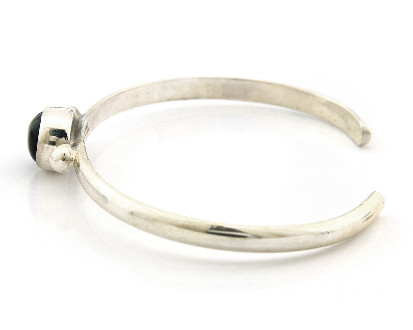 Navajo Cuff Bracelet Sterling Silver Natural Mined Black Onyx Native Artist