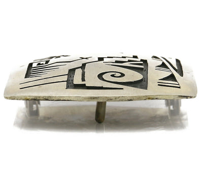Navajo Belt Buckle .925 SOLID Sterling Silver Handmade Overlay Circa 1980's