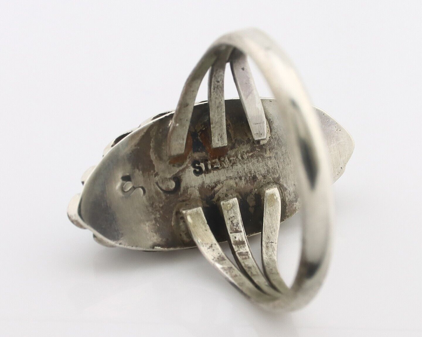 Navajo Ring .925 Silver Sleeping Beauty Turquoise Signed SkyStone Creations C80s