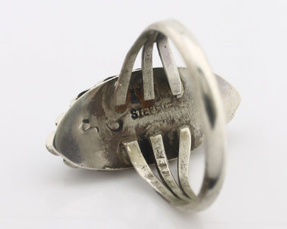 Navajo Ring .925 Silver Sleeping Beauty Turquoise Signed SkyStone Creations C80s