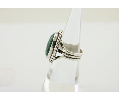Navajo Ring 925 Silver Natural Malachite Native American Artist C.80's