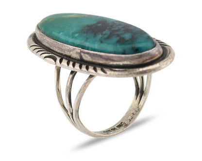 Navajo Ring 925 Silver Natural Blue Turquoise Signed William Denetdale C.80s