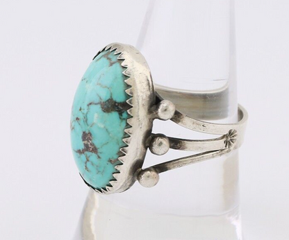 Navajo Ring 925 Silver Natural Blue Turquoise Native American Artist C.80's