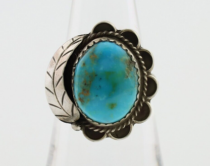 Navajo Ring 925 Silver Kingman Turquoise Native American Artist C.80's