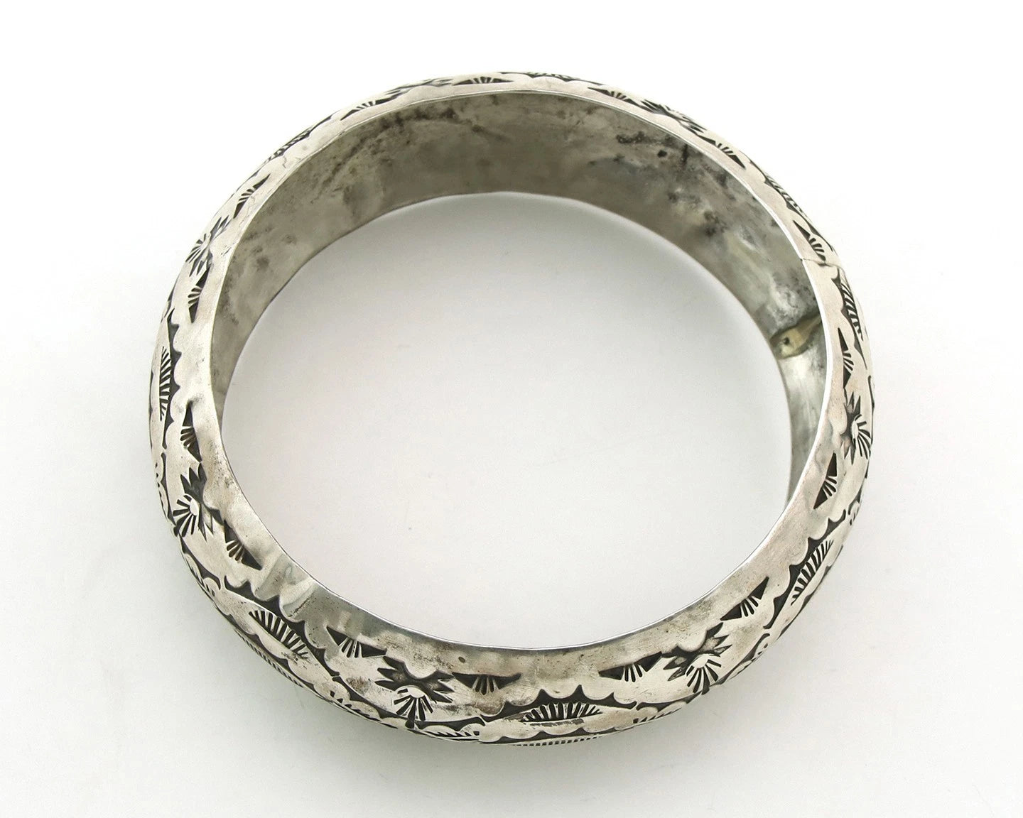 Navajo Bangle Bracelet Sterling Silver Vintage Handmade Hand Stamped