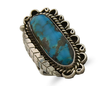 Navajo Ring .925 Sterling Blue Turquoise Artist Signed R Yazzie C.80's