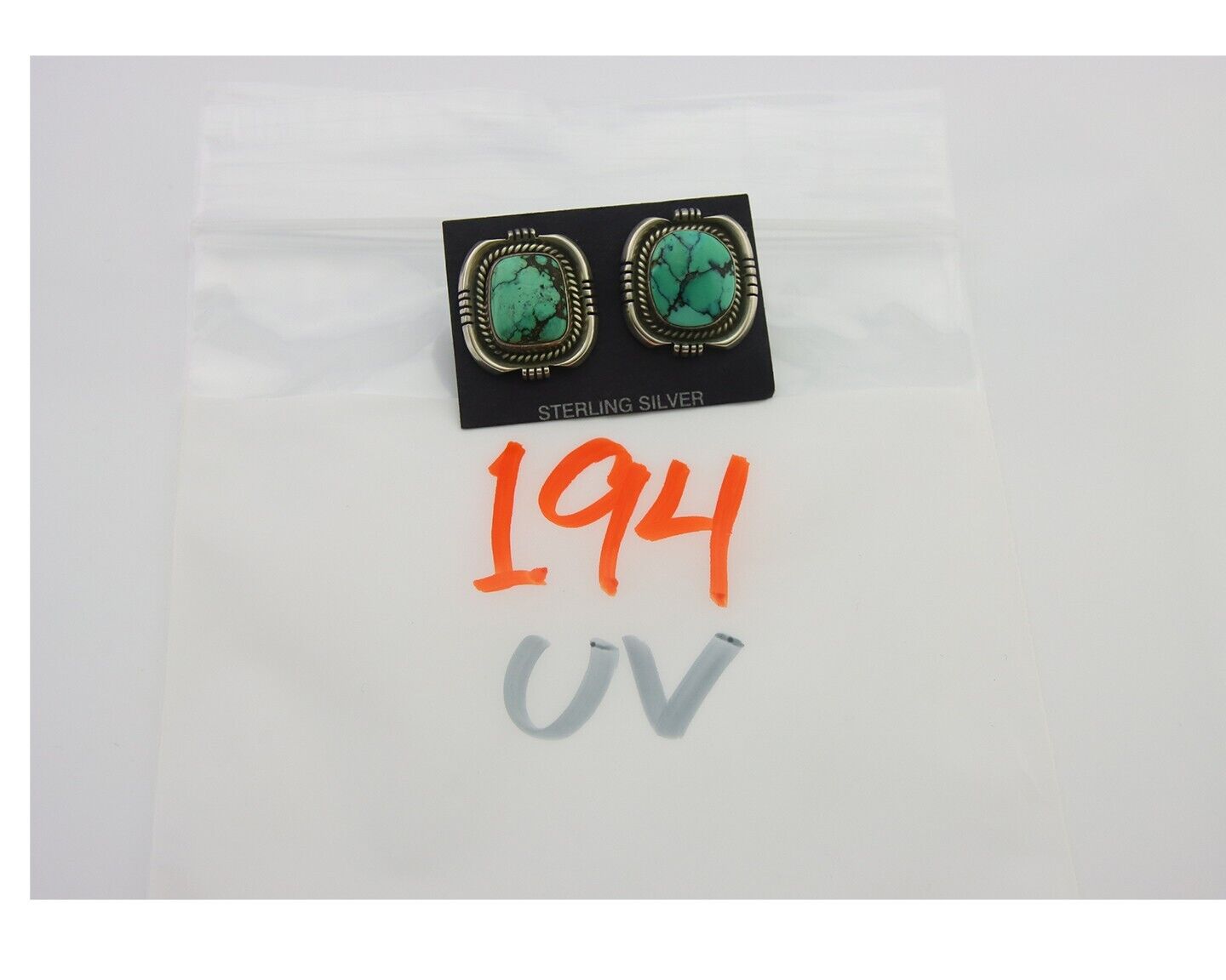 Navajo Earrings 925 Silver Natural Turquoise Artist Signed G C.80's