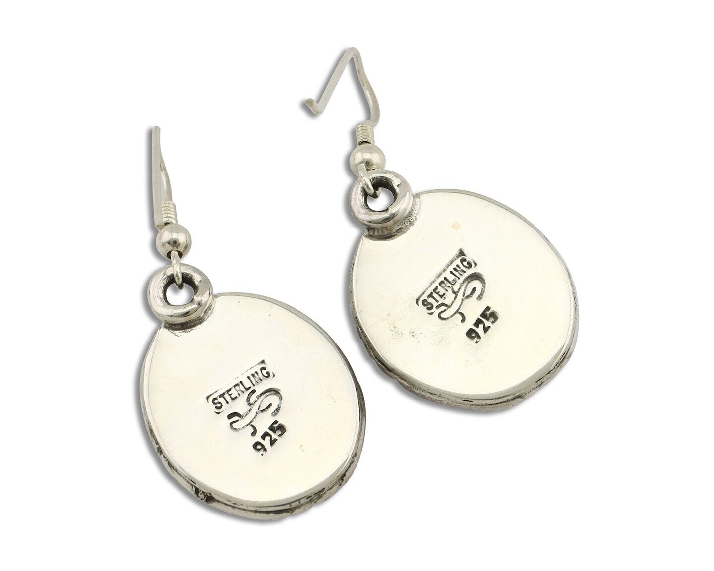 Navajo Handmade Earrings 925 Silver Natural Arizona Turquoise Signed Gecko C.80s