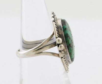 Navajo Ring 925 Silver Green Turquoise Signed William Denetdale 6.75 C.80's