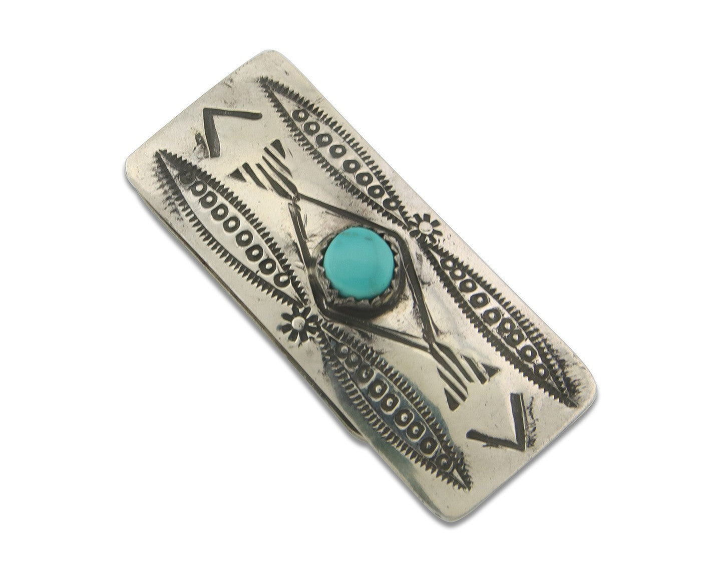 Navajo Money Clip 925 Silver & 999 Nickle Hand Stamp Native American Artist C80s