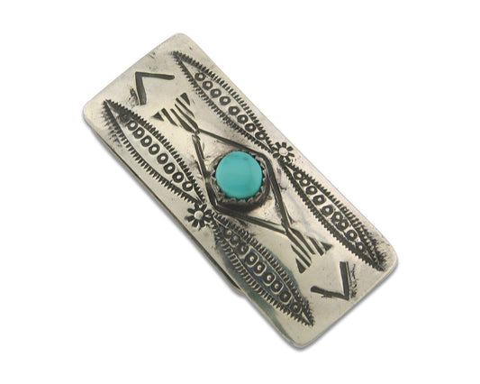 Navajo Money Clip 925 Silver & 999 Nickle Hand Stamp Native American Artist C80s