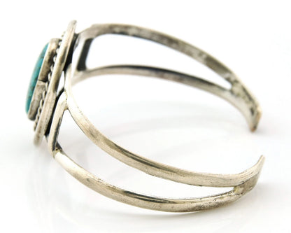 Navajo Cuff Bracelet Sterling Silver Turquoise Vintage Artist Signed C Montoya