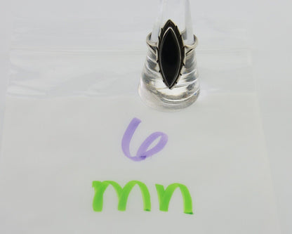 Navajo Handmade Ring 925 Silver Black Onyx Artist Signed M #10 C.80's