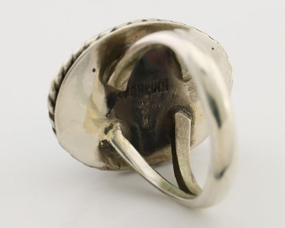 Navajo Ring 925 Silver Kingman Turquoise Native American Artist C.80's