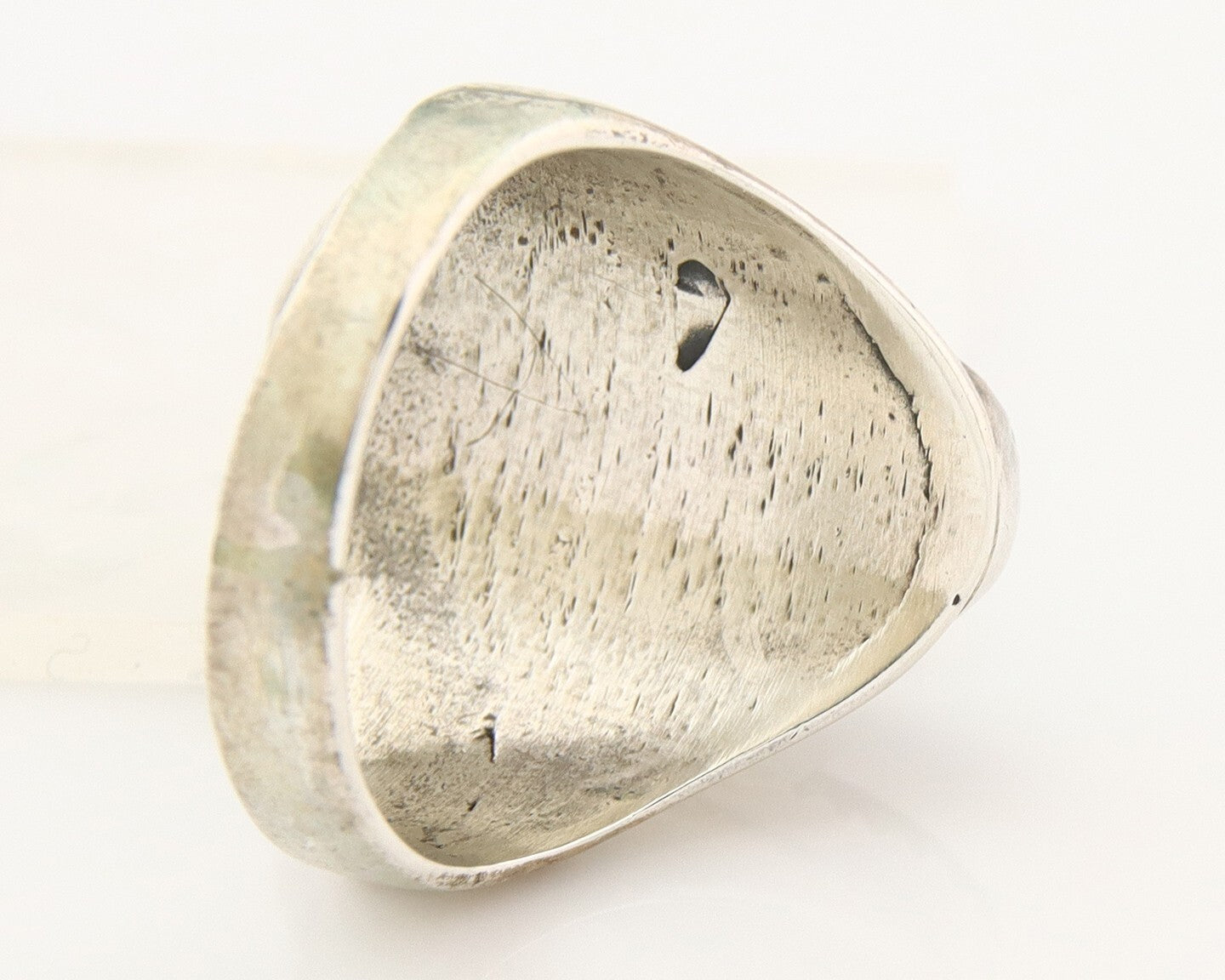 Navajo Ring 925 Sterling Turquoise & Coral Native Artist C.80's Size 7.75