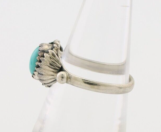 Navajo Ring 925 Silver Kingman Turquoise Native American Artist Made In 1985