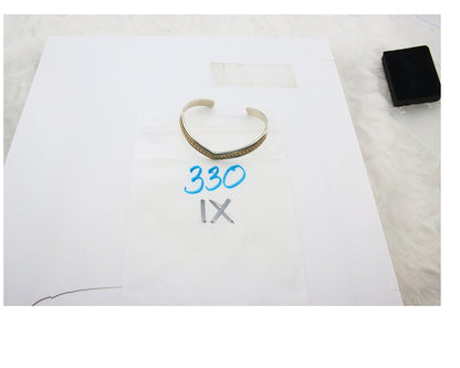 Navajo Cuff Bracelet Sterling Silver & Gold Vintage Signed RL