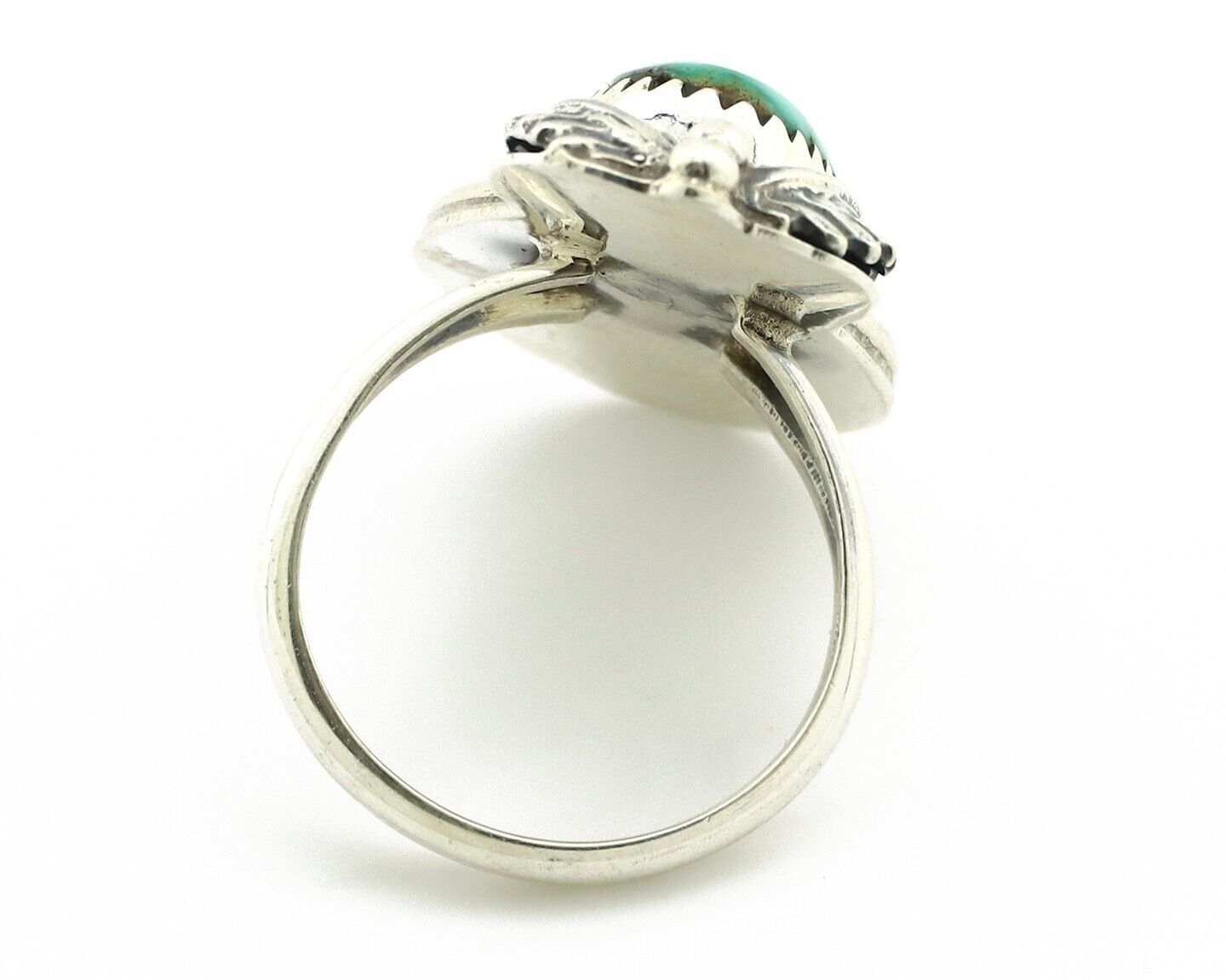 Navajo Ring .925 Silver Natural Mined Southwest Turquoise Artist Signed SN C80s