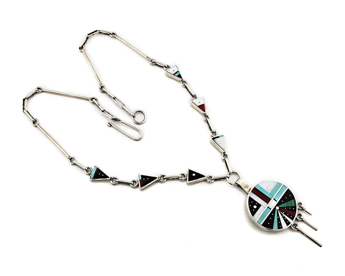 Navajo Necklace Natural Gemstone Handmade Vintage Signed H. Smith