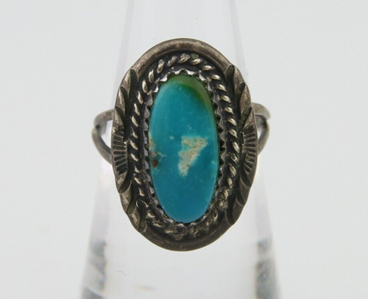 Navajo Handmade Ring 925 Silver Natural Turquoise Native Artist C.80's