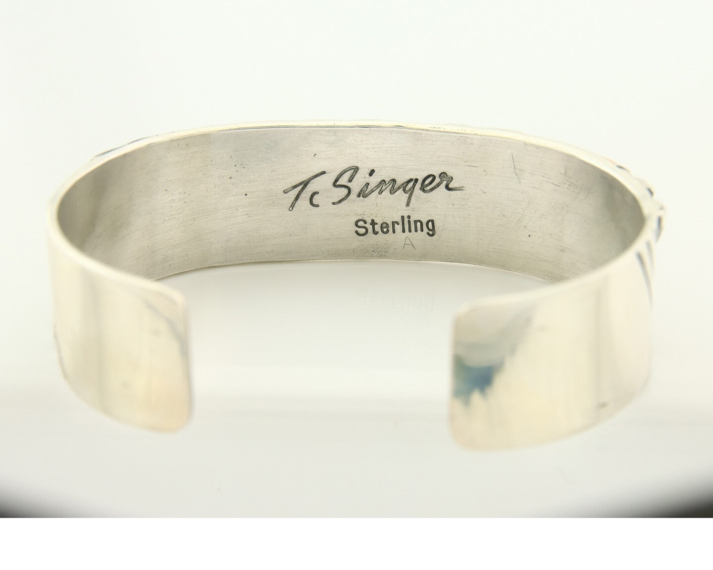 Navajo Bracelet Gold & 925 Silver Handmade 16 mm Wide Signed Thomas Singer C80s