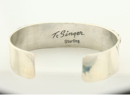 Navajo Bracelet Gold & 925 Silver Handmade 16 mm Wide Signed Thomas Singer C80s