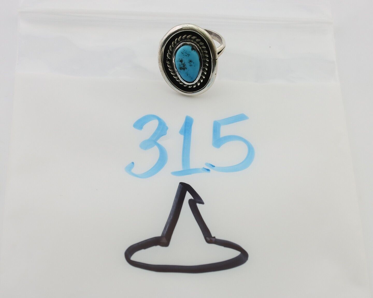 Navajo Ring 925 Silver Sleeping Beauty Turquoise Native Artist C.80's