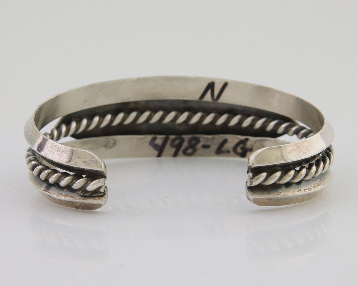 Navajo 925 Silver Handmade Bracelet Green Turquoise Native C.80's