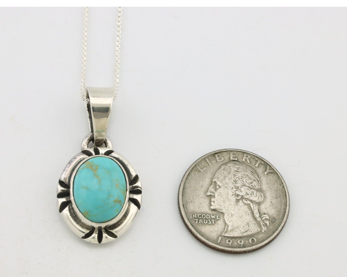 Navajo Necklace 925 Silver Arizona Turquoise Handmade Signed Gecko C.90's
